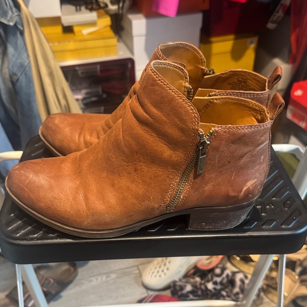 Lucky Brand Tan Leather Ankle Booties